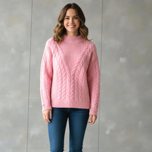 Load image into Gallery viewer, Universal Threads pink cable knit cropped pull over cozy cabin sweater S
