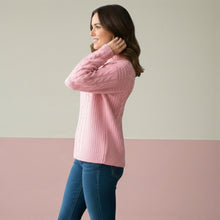 Load image into Gallery viewer, Universal Threads pink cable knit cropped pull over cozy cabin sweater S
