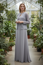 Load image into Gallery viewer, Marina Long Mother of the Bride Jacket Gown Set Light Blue 4
