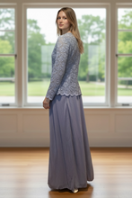 Load image into Gallery viewer, Marina Long Mother of the Bride Jacket Gown Set Light Blue 4
