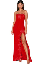 Load image into Gallery viewer, Lulus Twyla Red Embroidered Strapless Maxi Dress L
