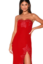 Load image into Gallery viewer, Lulus Twyla Red Embroidered Strapless Maxi Dress L

