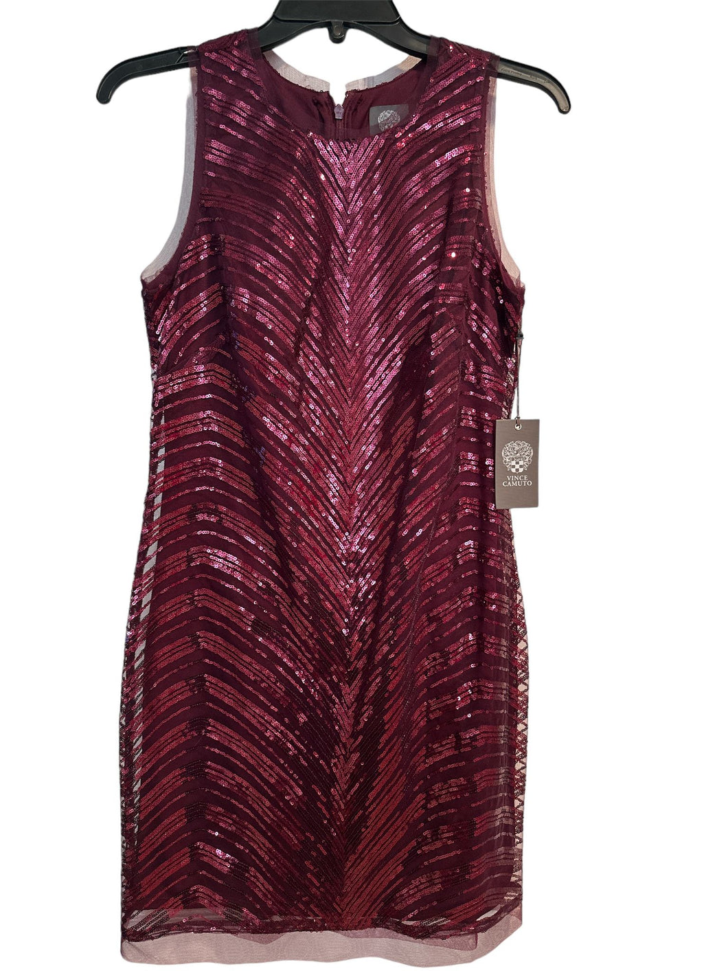 Vince Camuto Purple Plum Sleeveless Sequin Shift Dress Plum Size 6