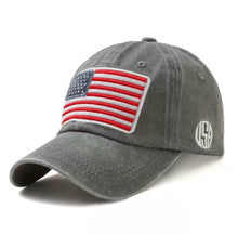 Load image into Gallery viewer, Andrea’s Deals Washed Unisex Embroidered Flag Baseball Cap Grey
