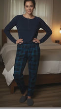 Load and play video in Gallery viewer, NWT Stars Above Cecy pajama set Navy/Plaid Multi Small
