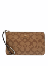 Load image into Gallery viewer, Coach Large Corner Zip Wristlet In Signature Canvas
