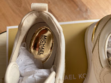 Load image into Gallery viewer, Michael Kors Crista Canvas and Crocodile Embossed Trainer. Size 9.5
