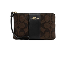 Load image into Gallery viewer, Coach Corner Zip Wristlet In Signature Canvas
