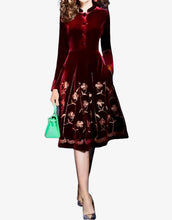 Load image into Gallery viewer, Rich Red Tendency Velour Dress. Size M
