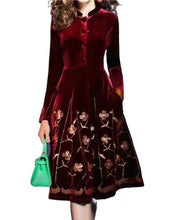 Load image into Gallery viewer, Rich Red Tendency Velour Dress. Size M
